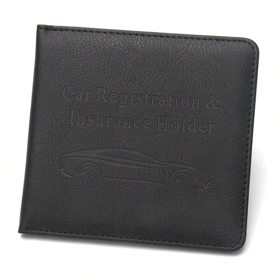 1pc Litchi Grain Car Multi-Function Insurance Card Holder, Short PU Leather Vehicle Driving License Holder - One Size Fits All - View 1