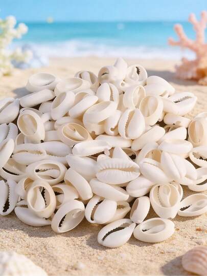 50/100个/包 天然小贝壳吊坠，贝壳装饰品，适用于DIY项链、手链、珠宝制作材料