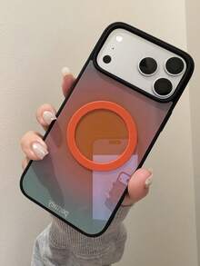 Cute Gradient Color Magnetic Phone Case Compatible With IPhone 17ProMax 17Pro 17 16 15 14 13 Pro Max Candy Color Jelly Protection Shockproof Bumper Cover Wireless Charge - تدرج اللون البرتقالي والأخضر - مشاهدة 4