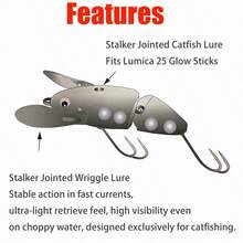 18g/82mm Multi-Section Floating Catfish Lure, Metal Wing Propeller Surface Bait, Can Add Glow Stick (Excluding Battery), Stable Swimming Posture, Targeting Catfish, Black Fish, Carp, Bass, Glow-In-The-Dark Fish Eye - Multicolor - View 3