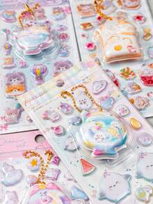 [Sản phẩm mới năm 2026] Miếng dán xốp 3D - Giảm căng thẳng, kiểu mặt dây chuyền mềm mại, hình động vật dễ thương: Mèo, Chó con và Thỏ. Chống thấm nước, có thể tái sử dụng, tự dính, làm từ nhựa chất lượng cao. Thiết kế 3D mềm mại với đá lấp lánh. Thích hợp cho ốp điện thoại, máy tính xách tay, máy tính để bàn, máy tính bảng và văn phòng phẩm. - Có nhiều màu sắc để lựa chọn [Kiểu dáng/Bao bì ngẫu nhiên] - Xem 1