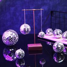 20 piezas Bola de espejo colgante plateada, Decoración de bola de discoteca mini, Bola de espejo reflectante, Decoración de pastel, Árbol de Navidad, Boda - 20Pcs - Ver 3