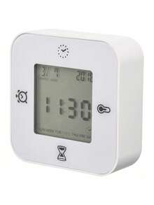 IKEA Reloj despertador luminoso y silencioso de estilo nórdico de 7 cm, decoración de escritorio cuadrada blanca multifuncional con termómetro y temporizador - Blanco - Ver 7