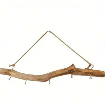 1PC Rustic Wooden Driftwood Hook, Wall Mounted Branch Hanger, Easy To Install, Country Style, For Hanging Small Items & Keys, Home Kitchen Storage Organizer