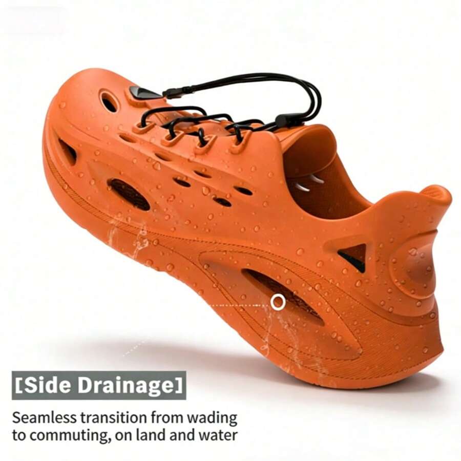 Men's Summer New Breathable Thick Sole Wear-Resistant Lightweight Convenient Outdoor Water Trekking Hollow Trekking Beach Sandals - Burnt Orange - View 1
