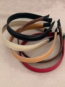 1 chiếc băng đô cài tóc bằng da PU kiểu retro thanh lịch dành cho nữ, phụ kiện tóc tối giản đa năng. - Nhiều màu - Xem 2