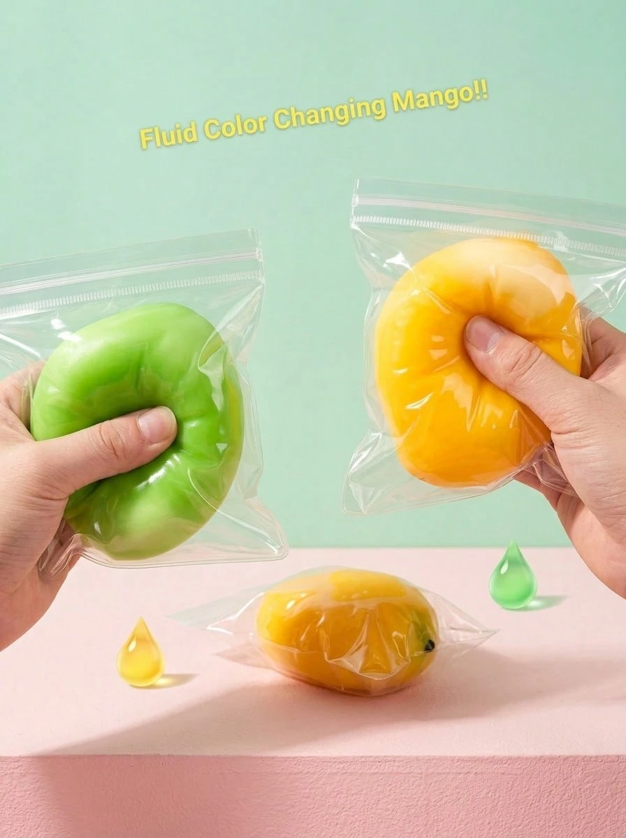 POKOJA LAND 1 món đồ chơi bóp hình xoài sống động như thật, đồ chơi giảm căng thẳng hình thức ăn sáng tạo, đồ chơi bóp giảm áp lực, quà tặng vui nhộn cho bữa tiệc, sản phẩm được ưa chuộng. - trái cam - Xem 1