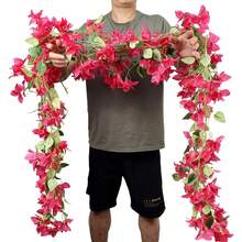 1pc 5.9ft Artificial Bougainvillea Wreath, Faux Silk Bougainvillea Vine, Long Stem Fake Bougainvillea Wreath, Suitable For Dining Table Decor, Table Runner, Wedding Arch, Wall Decoration - Rose - View 8