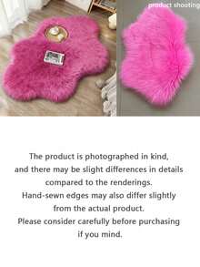 Thảm lông giả cao cấp, mềm mại, bông xốp, thích hợp cho phòng ngủ, phòng khách, thảm lông dày, mùa thu/đông. - Màu Hồng Tươi - Xem 3