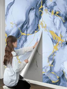 Waterproof, Removable And Peelable Contact Paper For Kitchen Countertops, Thick Glossy Blue Wall Paper For Kitchen Cabinets, Bathroom, Desks, Furniture Surfaces, Tabletop Protectors, Elegant Surface Decor - Oil-proof Sticker - View 6