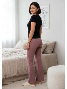 Women's Wide-Leg Winter Pants, Lanzinha Brand, Winter Fashion 2026, Copa Brasil. - 玫瑰 1r - 查看 3