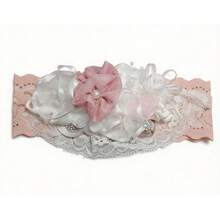 Diadema Floral para Bebé Tipo Tiara Bautizo Modelo Individual Accesorio Bebé Niña Diseño Elegante Suave Ligera Cómoda Ideal para Evento Especial Sesión de Fotos Regalo Recién Nacida - Rosa 2 - Ver 3
