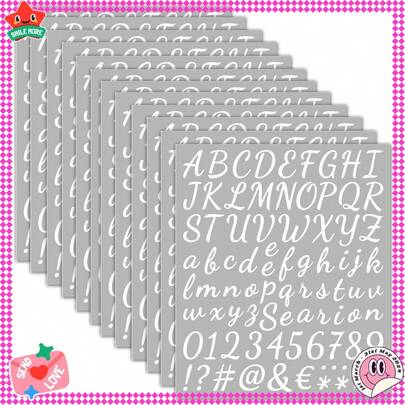 12 Sheets Vinyl Letters Numbers Stickers Kit,1008 Pcs 1 Inch Self Adhesive DIY Cursive Sticker Alphabet Number Letter Decal For Signs, Classroom Decor, Door Window,Office,Mailbox,Crafts (White)