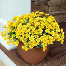1 Peça Buquê de Flores Artificiais de Margarida com 21 Cabeças, Conjunto de Presente do Dia dos Namorados, Decoração para Casamento, Buquê de Noiva, Corsage de Pulso, Boutonnière, Decoração de Vaso para Casa, Topo de Bolo para Festa de Aniversário, Decoração de Ano Novo, Adereços de Fotografia, Presente de Formatura, Decoração de Primavera, Planta Artificial - Amarelo - Visão 5