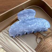 1pcs/Set Minimalist Elegant Half-Round Shiny Hair Clips, Warm Marble Pattern Hair Accessories In Lovely Pink, Ideal For Casual & Tea Party Hair Claws Claw Clips Hair Jaw Clip Hair Clamps Hair Clutch Hair Catcher Clip Fall Winter For Vacation Outfits Woman - 藍色 - 查看 2