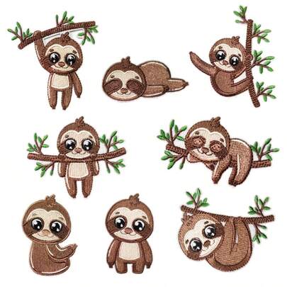 1pc New Sloth Fabric Patch, Cute Animal Embroidery Stamp, Wholesale Clothing Accessories Sticker, Children's Clothing, Jewelry Embroidery Sticker