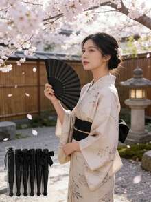 60/36/24/18/6/3/1 件組婚禮折扇套組，含感謝卡與禮品袋，藍色扇子配透明袋與蝴蝶結，婚禮伴手禮，DIY趣味禮物，居家裝飾，適合婚禮新娘禮物、伴娘禮物、節日必需品、婚禮禮物、教師節禮物、舞蹈表演、房間裝飾，完美適用於派對、活動與夏季配件 - 黑色 - 查看 5