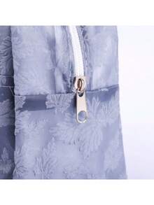 蓝色枫叶图案拉链保温手提袋，午餐袋，保冷袋，防水无纺布铝箔袋，简约风格 - 藍色 - 查看 3