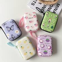 Cute Cartoon CCD Camera Bag, Portable Mini Digital Storage Bag, Fruit Print Cable, Earphone, Charger Protective Case, Anti-Pressure Anti-Drop Hard Shell Bag, Student Accessory Organizer - View 7