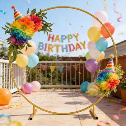 Round Metal Balloon Arch, Suitable For Birthday Party, Wedding Decoration, Proposal, Anniversary Backdrop, Party Decor, Wedding Photo Props