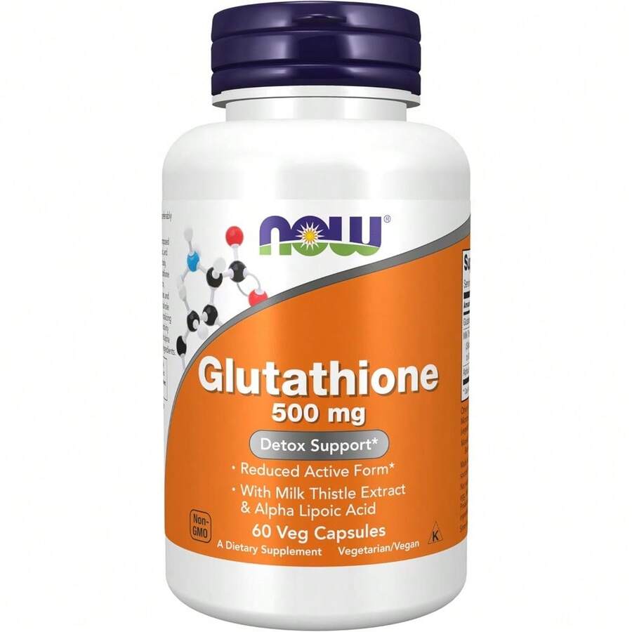 Now Foods Supplements, Glutathione 500 Mg, With Milk Thistle Extract & Alpha Lipoic Acid, Free Radical Neutralizer, 60 Veg Capsules - 60 片裝(1 包) - 查看 1
