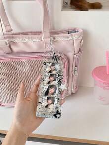 Transparent Glitter PVC Life 4-Frame Card Holder, Commemorative Ticket Organizer, 4-Photo Display Hanging Accessory, Bag Charm - Multicolor - View 2