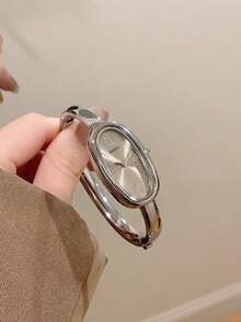 1pc Women's Square Gold Watch, Minimalist & Fashionable, Suitable For Daily Wear, Best Gift Choice For Holidays - Silver - View 7