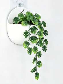 3件套仿真黄金葛吊盆，自粘式壁挂花篮 - 无需钻孔，含吸盘挂钩，抗紫外线仿真绿植，适用于室内/室外家居装饰、浴室、厨房、阳台和办公室。 - 綠色 - 查看 8