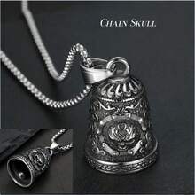 AD 1个男女通用摩托车铃铛,自行车铃铛配件,骑行防护装备,摩托车天使铃铛,驱魔铃铛,复古朋克摩托车铃铛,不锈钢幸运骑行铃铛 - 均碼 - 查看 5