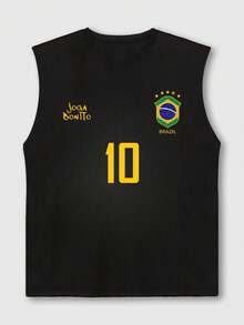 GRDR 极简酷炫运动印花夏季男士街头时尚休闲宽松圆领背心 - 黑色 - 查看 3