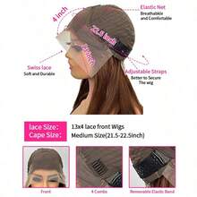 30 Inch Chocolate Brown Lace Front Wig 13x4 Lace Front Straight Wigs Human Hair Pre Plucked With Baby Hair Colored Brown Wig For Women 200% Density HD Lace Frontal Wigs Human Hair - S4 - 查看 7