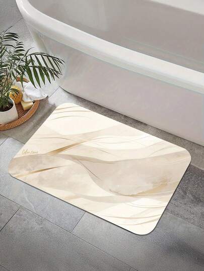 硅藻泥花形浴室垫 - 防滑速干吸水浴室垫，编织硅藻泥地垫，独特花卉图案，柔软防滑底部，适用于浴室入口