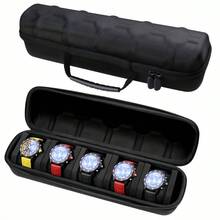 5-Slot Watch Storage Box, Unisex Hard Shell Watch Organizer Case With Soft Cushions And Handle, Portable Watch Storage Bag - Multicolor - View 3