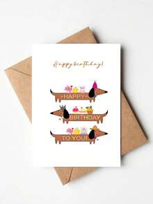 1张搞笑腊肠犬生日贺卡，附带信封 - 俏皮腊肠犬设计，适合任何人 - 1PC - 查看 9