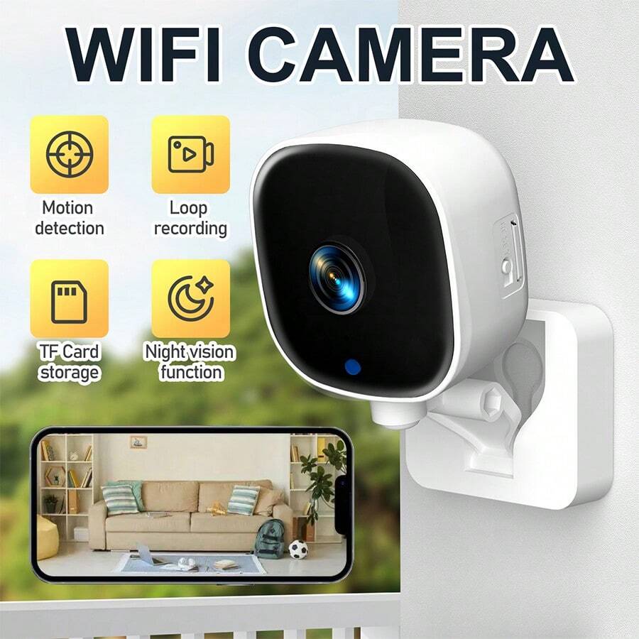 1pc 1080P Full HD Smart Mini Pet Camera, Supports WiFi Connection, Two-Way Audio, Motion Detection, Night Vision, Remote Viewing Via Mobile App. Powered By USB, No Built-In Battery. Suitable For Indoor/Outdoor Home Monitoring Of Pets Like Cats And Dogs.