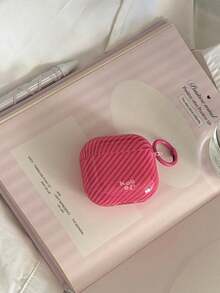 红色条纹英文耳机保护套，适用于 4/3 英寸耳机，硅胶软壳，兼容 Apple 2 Pro，个性化创意高级设计 - 玫瑰紅 - 查看 6