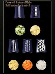 Máy thái rau củ xoay 5 trong 1 bằng thép không gỉ có tay cầm - Có thể thái lát, bào sợi rau củ, xay hạt, bào cà rốt, bắp cải, v.v. Dụng cụ nhà bếp dễ vệ sinh. - Nhiều màu - Xem 4