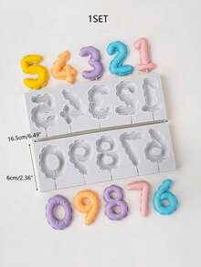 1SET Gray Silicone Number Molds (0-9) 3D Embossed Fondant Candy Chocolate Mold, Birthday Cake Decoration Baking Handmade Craft, For Cake Decoration - View 3
