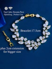 1pc Sparkling Cubic Zirconia Irregular Leaf Branch Cubic Zirconia Wedding Bracelet, Silver Plated & Gold Plated Bridal Jewelry For Brides, Bridesmaids, Engagement, Banquet, Pageant, Prom - 1pcs Bracelet - View 7