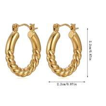 Orecchini a cerchio pendenti in acciaio inossidabile 304. Design unico, durevole e resistente allo sbiadimento, adatti per le donne, robusti ma leggeri. - Dorato - Visualizzare 10