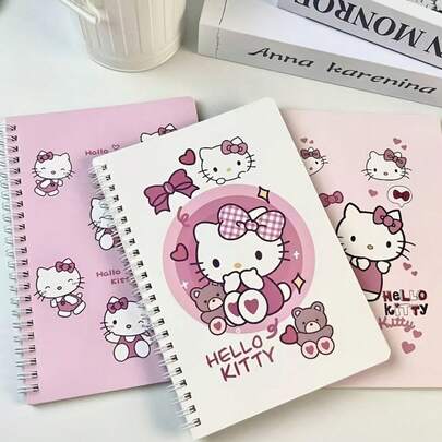  [Serie SANRIO talla grande Vendida] Cuaderno Espiral SANRIO, 1 pieza al azar, diseño minimalista portátil, opciones de multicolor - Opción ideal para uso diario en la oficina