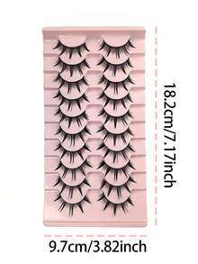 10对装 漫画风格湿润泰式动漫角色扮演假睫毛 18mm 浓密卷翘 戏剧娃娃睫毛 日韩风 适合舞台和化装舞会佩戴 - 黑色 - 查看 8