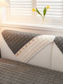 1pc Solid Color Jacquard Sofa Cushion, Luxury Minimalist Sofa Cover, Non-Slip Sofa Throw Blanket, Protects Sofa, Wrinkle-Resistant, Soft & Comfortable, Anti-Pilling, Durable, Decorative, Anti-Slip & Dust-Proof, Pet-Friendly, Suitable For Bedroom, Living Room, Office, All Seasons - Dark Grey - View 7