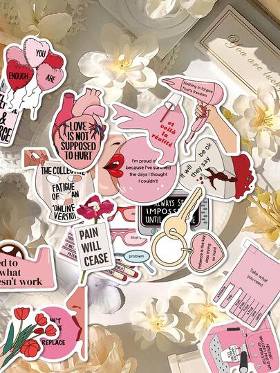 50pcs "Say No To Self-Sabotage" English Stickers: Cute And Inspirational Designs Perfect For Guitars, Skateboards, Phone Cases, Laptops, Tablets, Parties, Suitcases, Desks, And Gift Decorations-Fun Stickers