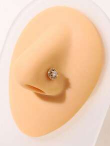 1个简约百搭的时尚鼻夹，镶嵌锆石，圆形设计，男女皆宜，适合日常佩戴 - 金色 - 查看 4