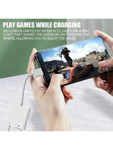 USB-C 适配器，Type-C 转 USB-C + USB-C 转换线 / USB-C + 3.5mm 音频充电器适配器线充电分线器，兼容 17/16/15 Pro Max/15 Pro/15 Plus/15、S26/S25/S24/S23/S22/S21 Ultra Plus，即插即用转换器 - 白色 - 查看 8