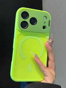 Heavy Duty Shockproof Lens Protection Phone Case For IPhone 17 Pro Max, 17 Pro, 17, 16, 15, 14 ProMax, With Magnetic Lens Holder, Anti-Scratch Protective Cover - Fluorescent Green - View 5