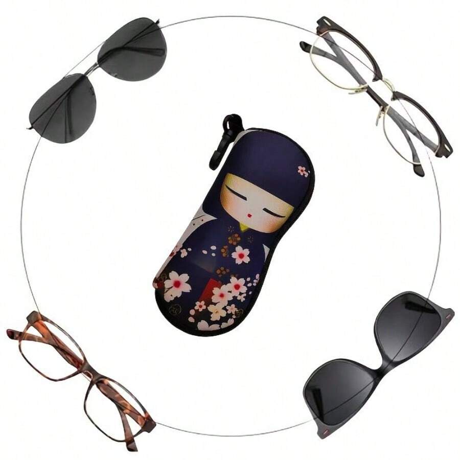 Eyeglasses Storage Bag, Kimono Girl Printed Eyeglasses Case, Portable Eyewear Storage Box, Suitable For Women's Gifts And Daily Eyeglasses Storage - Multicolor - View 1
