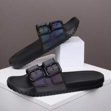 Men's Laser Reflective Slippers, Fashionable , Student, Anti-Slip, Beach, Holiday - Multicolor - View 2