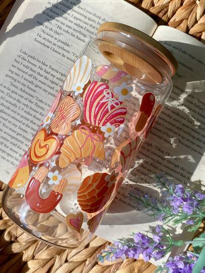 Bộ 1 cốc nhựa hình nơ có ống hút, cốc trà xanh đá có ống hút, cốc cà phê có ống hút, cốc nước ép trái cây dùng tại nhà/văn phòng, cốc nước có ống hút nhà bếp - Cốc thủy tinh hình nơ nữ tính, có thể tái sử dụng + di động & dễ vệ sinh